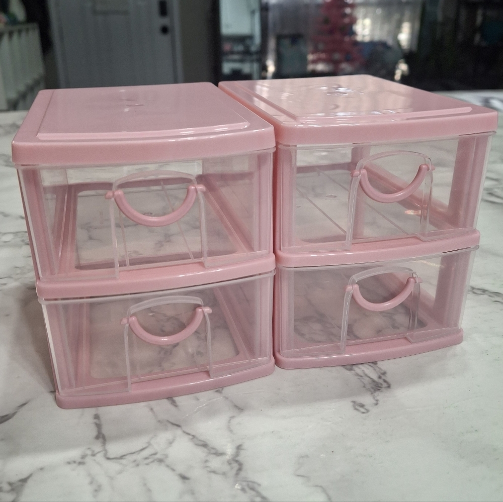 Mini Pink Stackable Storage Drawers - Picture 1 of 6
